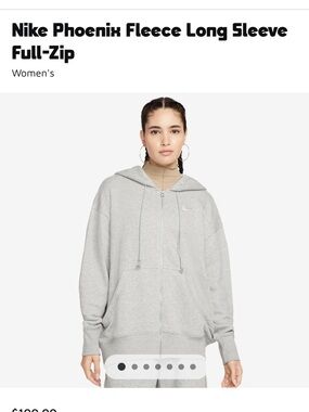 Nike Phoenix Women’s Light Gray Oversized Full-Zip Hoodie size large